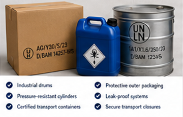 ADR approved packaging and industrial dangerous goods containers for transport