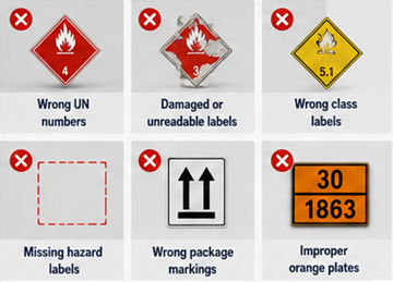 Incorrect ADR labels and dangerous goods marking mistakes