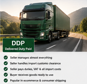 Complete international delivery service with customs clearance and final delivery under DDP terms