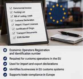 European customs registration and EORI number used in international logistics
