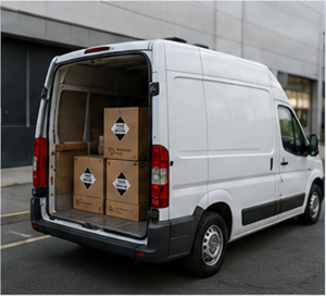Delivery van transporting Limited Quantity dangerous goods under ADR rules