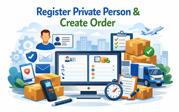 Private person registering on ExusTrans platform to create transport order for personal goods