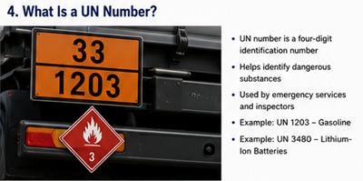 UN numbers used in ADR dangerous goods transport and logistics documentation
